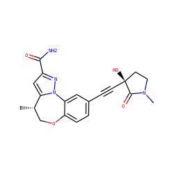 C[C@H]1COc2ccc(C#C[C@]3(O)CCN(C)C3=O)cc2-n2nc(C(N)=O)cc21 ZINC000219492789