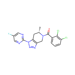 C[C@H]1Cc2c(nnn2-c2ncc(F)cn2)CN1C(=O)c1cccc(Cl)c1Cl ZINC000225980468