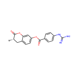 C[C@H]1Cc2ccc(OC(=O)c3ccc(NC(=N)N)cc3)cc2OC1=O ZINC001772622657