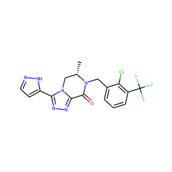 C[C@H]1Cn2c(nnc2-c2ccn[nH]2)C(=O)N1Cc1cccc(C(F)(F)F)c1Cl ZINC000219168167