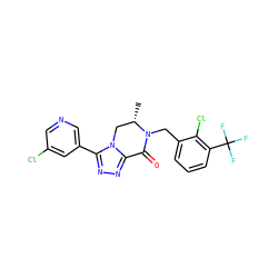 C[C@H]1Cn2c(nnc2-c2cncc(Cl)c2)C(=O)N1Cc1cccc(C(F)(F)F)c1Cl ZINC000219194145