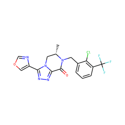 C[C@H]1Cn2c(nnc2-c2cocn2)C(=O)N1Cc1cccc(C(F)(F)F)c1Cl ZINC000219167685