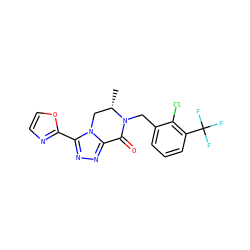C[C@H]1Cn2c(nnc2-c2ncco2)C(=O)N1Cc1cccc(C(F)(F)F)c1Cl ZINC000219161048