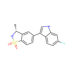 C[C@H]1NS(=O)(=O)c2ccc(-c3c[nH]c4cc(F)ccc34)cc21 ZINC001772647157