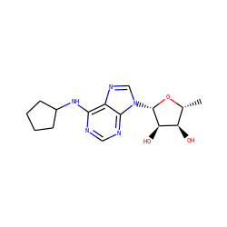 C[C@H]1O[C@@H](n2cnc3c(NC4CCCC4)ncnc32)[C@H](O)[C@@H]1O ZINC000012405901