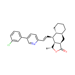C[C@H]1OC(=O)[C@@H]2C[C@@H]3CCCC[C@H]3[C@H](/C=C/c3ccc(-c4cccc(Cl)c4)cn3)[C@H]12 ZINC000003940298