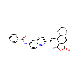 C[C@H]1OC(=O)[C@@H]2C[C@@H]3CCCC[C@H]3[C@H](/C=C/c3ccc4cc(NC(=O)c5ccccc5)ccc4n3)[C@H]12 ZINC000028571577
