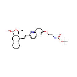 C[C@H]1OC(=O)[C@@H]2C[C@@H]3CCCC[C@H]3[C@H](/C=C/c3ccc4cc(OCCNC(=O)OC(C)(C)C)ccc4n3)[C@H]12 ZINC000028571319