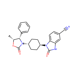 C[C@H]1OC(=O)N([C@H]2CC[C@H](n3c(=O)[nH]c4cc(C#N)ccc43)CC2)[C@H]1c1ccccc1 ZINC001772634103