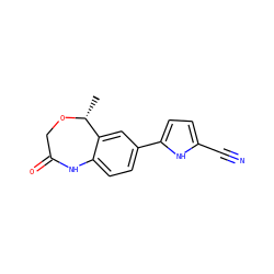 C[C@H]1OCC(=O)Nc2ccc(-c3ccc(C#N)[nH]3)cc21 ZINC000038314365