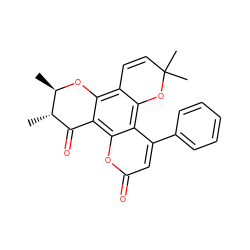 C[C@H]1Oc2c3c(c4c(-c5ccccc5)cc(=O)oc4c2C(=O)[C@@H]1C)OC(C)(C)C=C3 ZINC000003874987