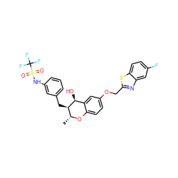C[C@H]1Oc2ccc(OCc3nc4cc(F)ccc4s3)cc2[C@H](O)[C@@H]1Cc1cccc(NS(=O)(=O)C(F)(F)F)c1 ZINC000003939278