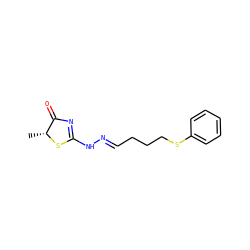 C[C@H]1SC(N/N=C/CCCSc2ccccc2)=NC1=O ZINC000299829411