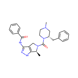 C[C@H]1c2[nH]nc(NC(=O)c3ccccc3)c2CN1C(=O)N1CCN(C)C[C@@H]1Cc1ccccc1 ZINC000149188752