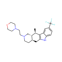 C[C@H]1c2c([nH]c3ccc(C(F)(F)F)cc23)C[C@H]2CCN(CCN3CCOCC3)C[C@@H]21 ZINC000073159711