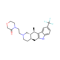 C[C@H]1c2c([nH]c3ccc(C(F)(F)F)cc23)C[C@H]2CCN(CCN3CCOCC3=O)C[C@@H]21 ZINC000003989935