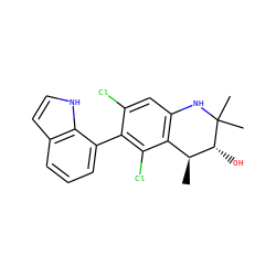 C[C@H]1c2c(cc(Cl)c(-c3cccc4cc[nH]c34)c2Cl)NC(C)(C)[C@@H]1O ZINC000066097478