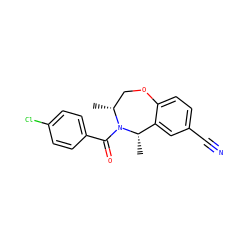 C[C@H]1c2cc(C#N)ccc2OC[C@@H](C)N1C(=O)c1ccc(Cl)cc1 ZINC000073196485