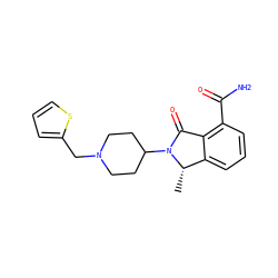 C[C@H]1c2cccc(C(N)=O)c2C(=O)N1C1CCN(Cc2cccs2)CC1 ZINC000117392229