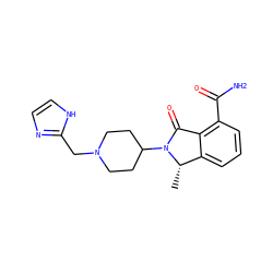 C[C@H]1c2cccc(C(N)=O)c2C(=O)N1C1CCN(Cc2ncc[nH]2)CC1 ZINC000117400047