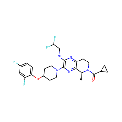C[C@H]1c2nc(N3CCC(Oc4ccc(F)cc4F)CC3)c(NCC(F)F)nc2CCN1C(=O)C1CC1 ZINC001772632529