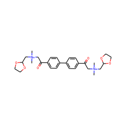 C[N+](C)(CC(=O)c1ccc(-c2ccc(C(=O)C[N+](C)(C)CC3OCCO3)cc2)cc1)CC1OCCO1 ZINC000013649935