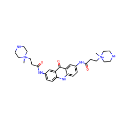 C[N+]1(CCC(=O)Nc2ccc3[nH]c4ccc(NC(=O)CC[N+]5(C)CCNCC5)cc4c(=O)c3c2)CCNCC1 ZINC000169723116
