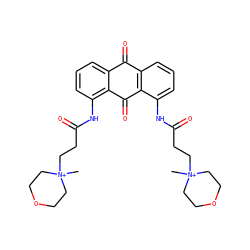 C[N+]1(CCC(=O)Nc2cccc3c2C(=O)c2c(NC(=O)CC[N+]4(C)CCOCC4)cccc2C3=O)CCOCC1 ZINC000027552048