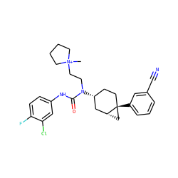 C[N+]1(CCN(C(=O)Nc2ccc(F)c(Cl)c2)[C@@H]2CC[C@]3(c4cccc(C#N)c4)C[C@@H]3C2)CCCC1 ZINC000064277736