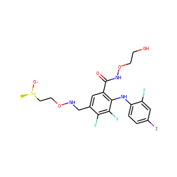 C[S@@+]([O-])CCONCc1cc(C(=O)NOCCO)c(Nc2ccc(I)cc2F)c(F)c1F ZINC000096175816