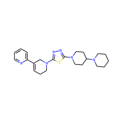 C1=C(c2ccccn2)CN(c2nnc(N3CCC(N4CCCCC4)CC3)s2)CC1 ZINC000084652882