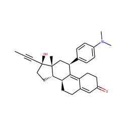 CC#C[C@@]1(O)CC[C@H]2[C@@H]3CCC4=CC(=O)CCC4=C3[C@H](c3ccc(N(C)C)cc3)C[C@]21C ZINC000007997920