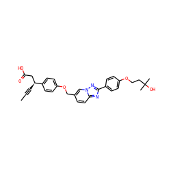 CC#C[C@@H](CC(=O)O)c1ccc(OCc2ccc3nc(-c4ccc(OCCC(C)(C)O)cc4)nn3c2)cc1 ZINC001772656046