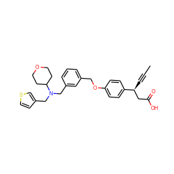 CC#C[C@@H](CC(=O)O)c1ccc(OCc2cccc(CN(Cc3ccsc3)C3CCOCC3)c2)cc1 ZINC001772572903