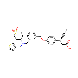 CC#C[C@@H](CC(=O)O)c1ccc(OCc2cccc(CN(Cc3ccsc3)C3CCS(=O)(=O)CC3)c2)cc1 ZINC001772650128