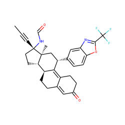 CC#C[C@]1(NC=O)CC[C@H]2[C@@H]3CCC4=CC(=O)CCC4=C3[C@@H](c3ccc4oc(C(F)(F)F)nc4c3)C[C@@]21C ZINC000082150997