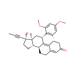 CC#C[C@]1(O)CC[C@H]2[C@@H]3CCC4=CC(=O)CCC4=C3[C@@H](c3c(F)cc(OC)cc3OC)C[C@@]21C ZINC000034802068
