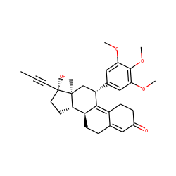 CC#C[C@]1(O)CC[C@H]2[C@@H]3CCC4=CC(=O)CCC4=C3[C@@H](c3cc(OC)c(OC)c(OC)c3)C[C@@]21C ZINC000034802073
