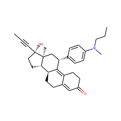 CC#C[C@]1(O)CC[C@H]2[C@@H]3CCC4=CC(=O)CCC4=C3[C@@H](c3ccc(N(C)CCC)cc3)C[C@@]21C ZINC000040950647