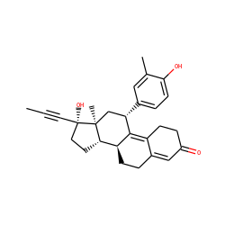 CC#C[C@]1(O)CC[C@H]2[C@@H]3CCC4=CC(=O)CCC4=C3[C@@H](c3ccc(O)c(C)c3)C[C@@]21C ZINC000034802074