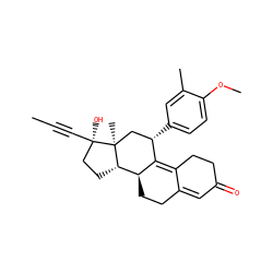 CC#C[C@]1(O)CC[C@H]2[C@@H]3CCC4=CC(=O)CCC4=C3[C@@H](c3ccc(OC)c(C)c3)C[C@@]21C ZINC000034802078