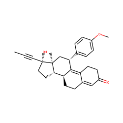 CC#C[C@]1(O)CC[C@H]2[C@@H]3CCC4=CC(=O)CCC4=C3[C@@H](c3ccc(OC)cc3)C[C@@]21C ZINC000034802075
