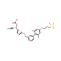 CC#C[C@H](CC(=O)O)c1ccc(OCc2cccc(-c3c(C)cc(OCCCS(C)(=O)=O)cc3C)c2)s1 ZINC001772630823