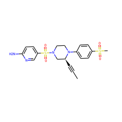 CC#C[C@H]1CN(S(=O)(=O)c2ccc(N)nc2)CCN1c1ccc(S(C)(=O)=O)cc1 ZINC000169311059