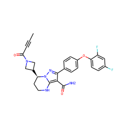 CC#CC(=O)N1CC([C@@H]2CCNc3c(C(N)=O)c(-c4ccc(Oc5ccc(F)cc5F)cc4)nn32)C1 ZINC001772636706