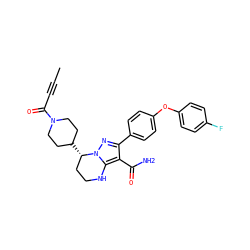 CC#CC(=O)N1CCC([C@H]2CCNc3c(C(N)=O)c(-c4ccc(Oc5ccc(F)cc5)cc4)nn32)CC1 ZINC001772634325