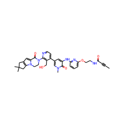 CC#CC(=O)NCCOc1cccc(Nc2cc(-c3ccnc(N4CCn5c(cc6c5CC(C)(C)C6)C4=O)c3CO)cn(C)c2=O)n1 ZINC001772647784