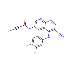 CC#CC(=O)Nc1cnc2ncc(C#N)c(Nc3ccc(F)c(Cl)c3)c2c1 ZINC000029208854