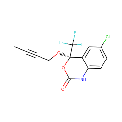 CC#CCO[C@@]1(C(F)(F)F)OC(=O)Nc2ccc(Cl)cc21 ZINC000005853444