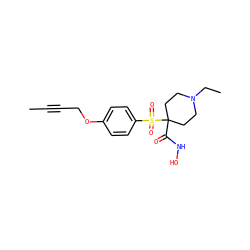 CC#CCOc1ccc(S(=O)(=O)C2(C(=O)NO)CCN(CC)CC2)cc1 ZINC000013586056